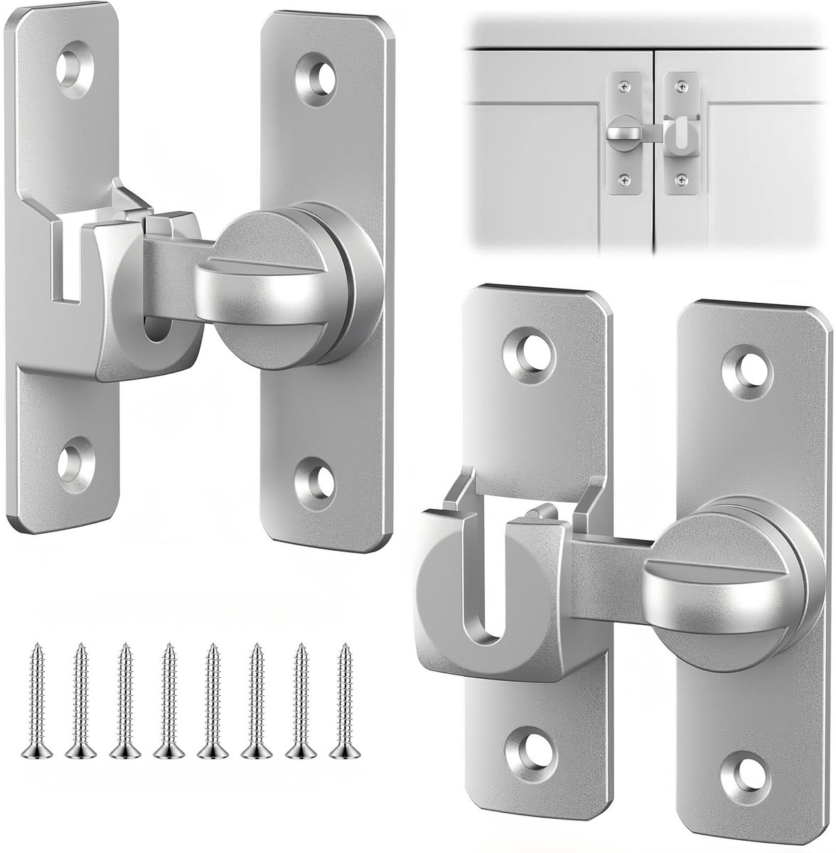 Dailygoods- Schuifdeursloten 90°/180° Vergrendeling - Aluminiumlegering - Deurvergrendeling - Extra Slot - 2 Paar - Eenvoudige Montage - Deurslot