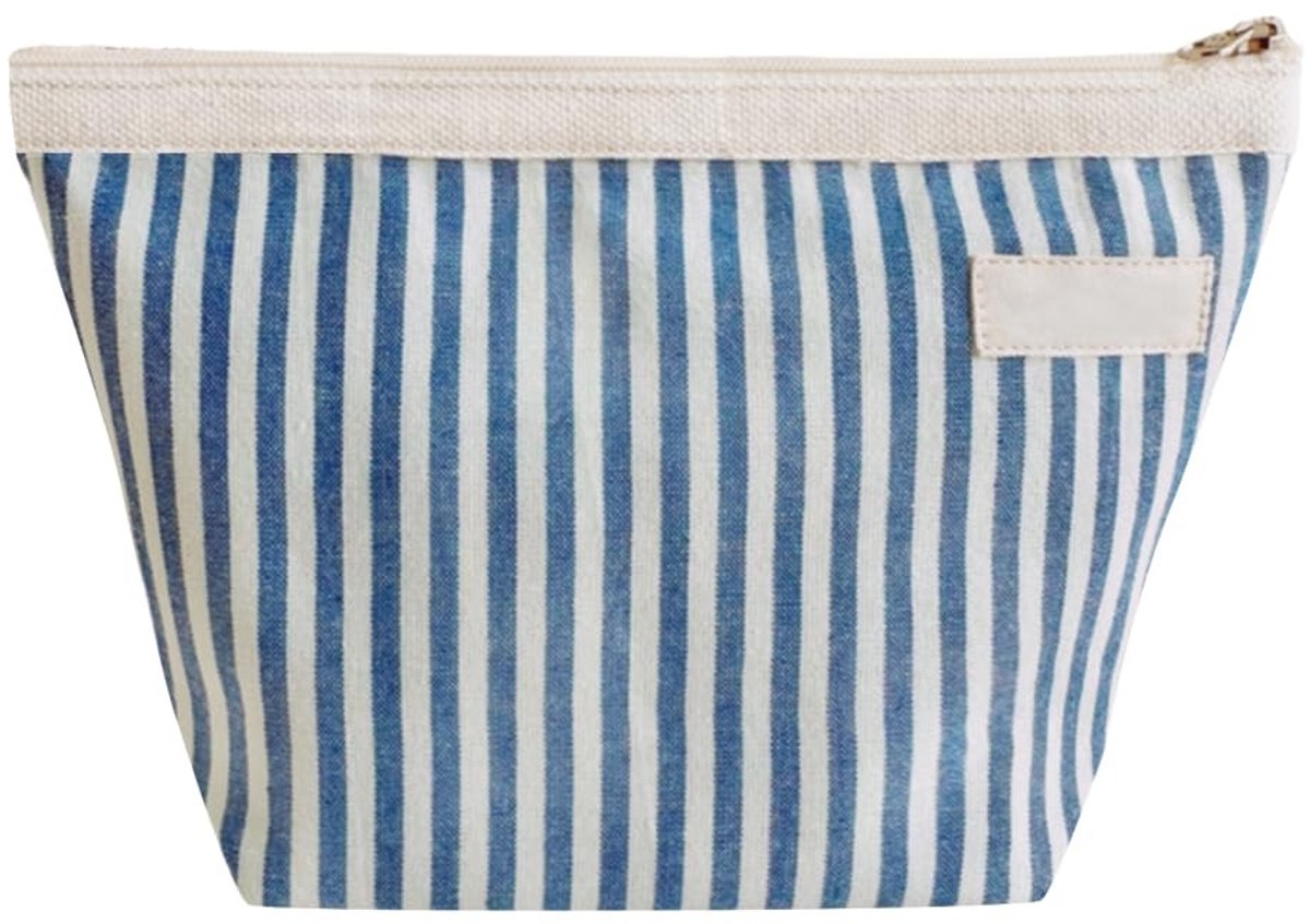 Dailygoods- Make-up Tas Draagbaar - Gestreept Ontwerp - Rits - Lichtgewicht - Reis - 22 cm x 14 cm - Toilettas