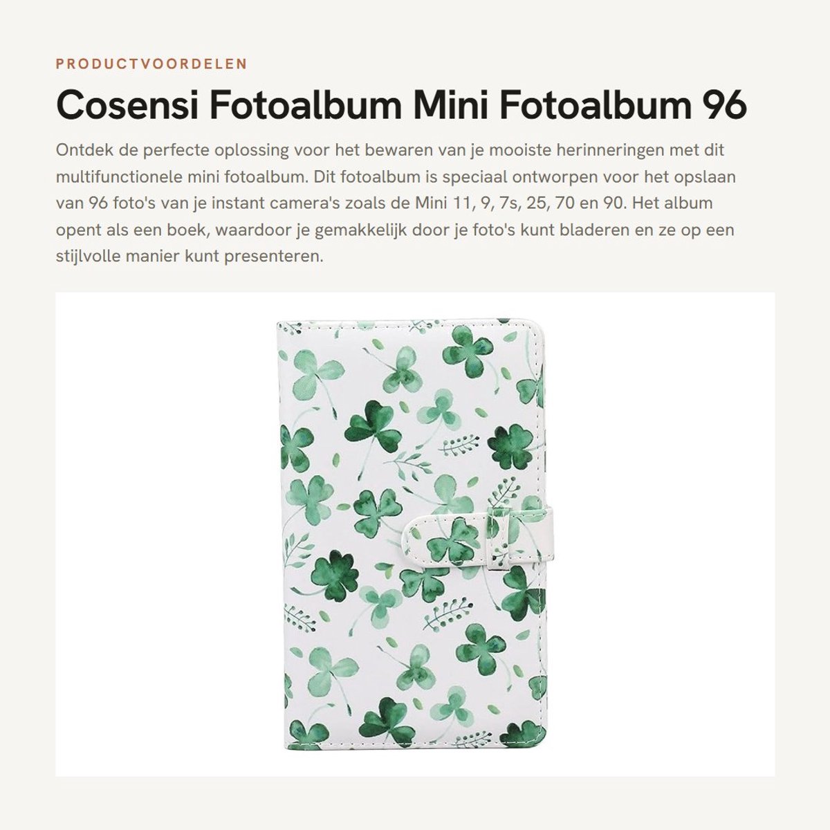 Dailygoods- Fotoalbum 96 Zakken - Insteekalbum - Multifunctioneel - Compact - Voor Mini Foto's - Gemakkelijk te Bekijken - Fotoopslag