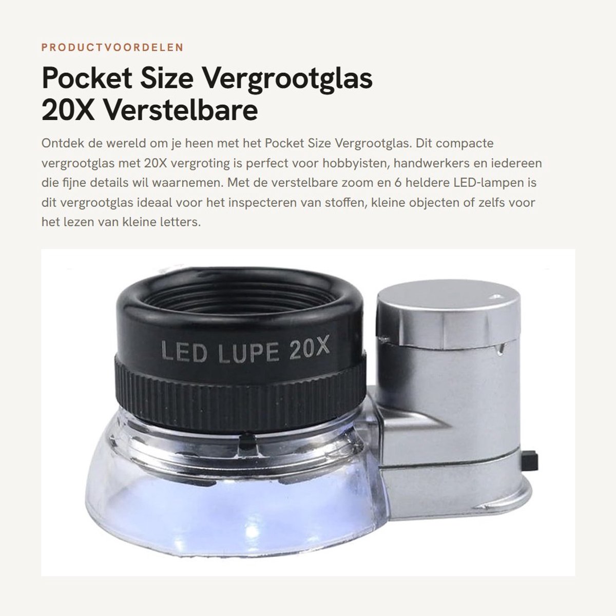 Dailygoods - Pocket Size Vergrootglas - 20X Verstelbare Zoom - Draagbaar en Verlicht - Zwart - Ideaal voor Detailwerk - Perfect voor Knutselen en Insp...