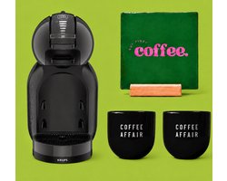 KRUPS NESCAFÉ Dolce Gusto MiniMe KP120810 - Koffiecupmachine - Antraciet / zwart -- Cadeaupakket met 2 Coffee Affair Mokken, But First Coffee Tegel en Tegelhouder