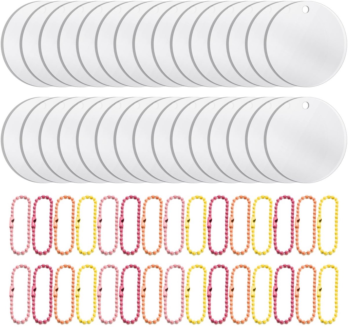 Dailygoods- Sleutelhangers Set van 30 - Transparante Acrylschijven - Decoratieve Etiketten - Knutselprojecten - Weerbestendig - Hoogwaardige Lichtdoorlatendheid - Acrylplaat