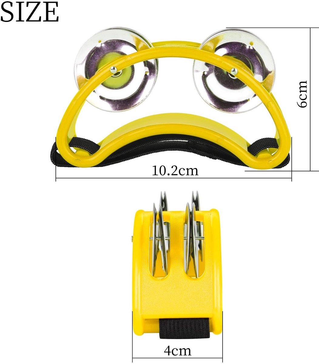 Dailygoods- Tamboerijn Voet - 4 Paar Roestvrijstalen Jingles - Lichtgewicht - Ergonomisch Ontwerp - Duurzaam - 10,5x7x5cm - Percussie