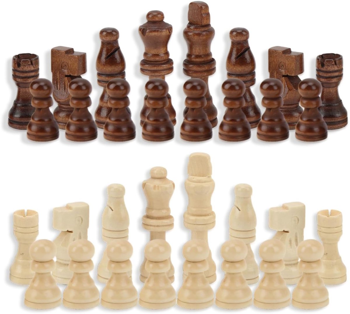 Dailygoods- Schaakfiguren Professioneel - 32 Stuks - Kunststof met Houteffect - Antislip Design - Slijtvast en Duurzaam - Geschikt voor Beginners en Professionals - Schaakstukken