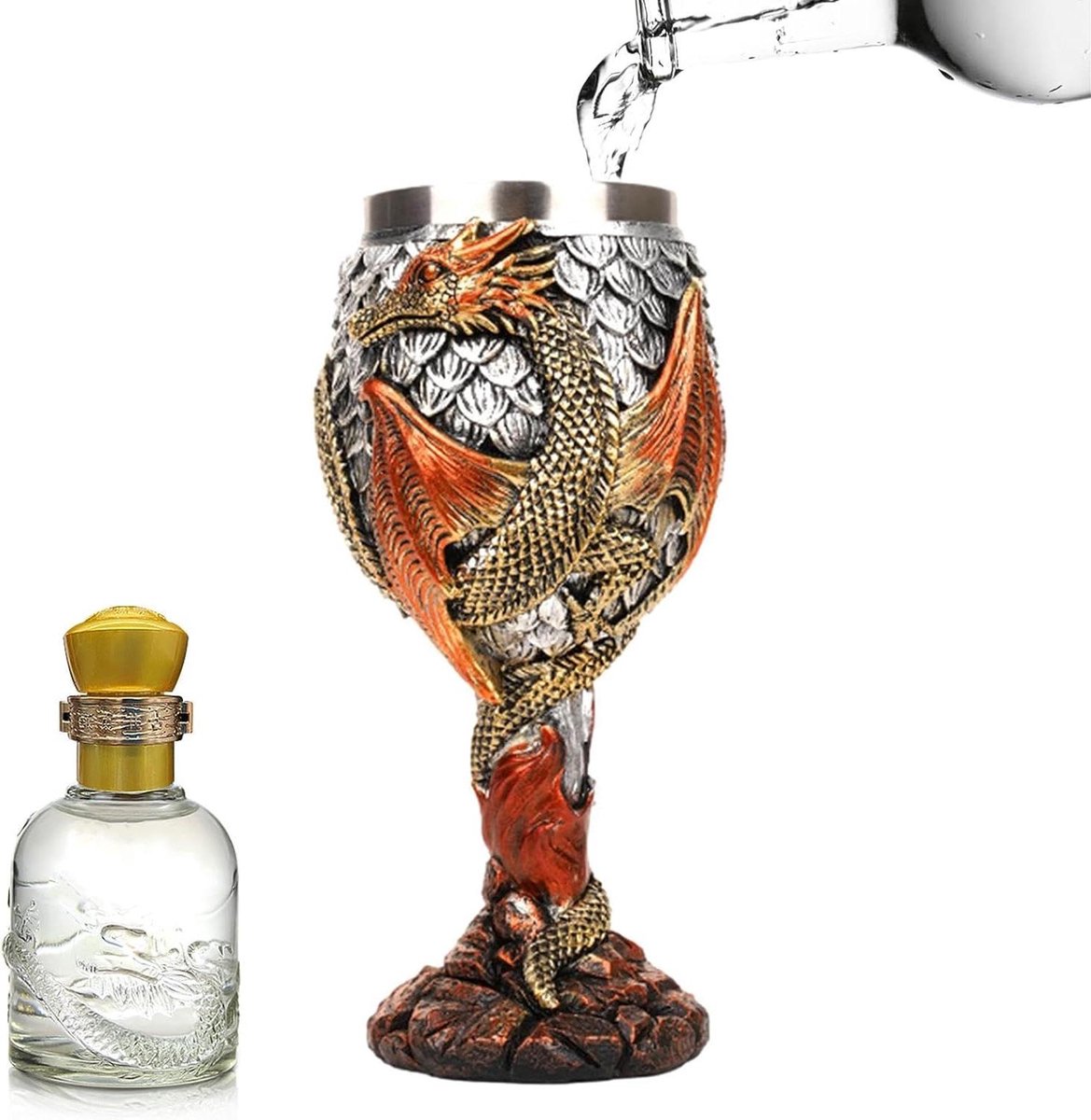 Middelgrote Beker - Kelk Drinkbeker - Themafeest Decoratie - Gedetailleerd Draak Ontwerp - 117 ml Capaciteit - Goud