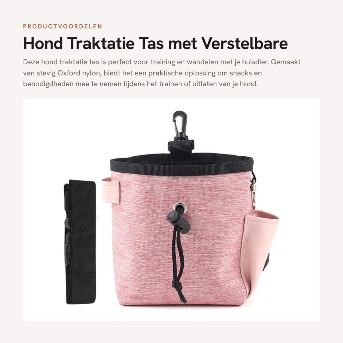 Dailygoods- Hond Traktatie Tas - Oxford Nylon - Verstelbare Tailleband 60-115 cm - Trekkoordsluiting - Magnetische Sluiting - Voor Huisdieren Buiten - Hondensnackzak