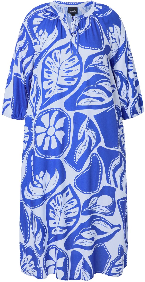 Ulla Popken - Dames - Midi-jurken - Azuurblauw - Maat 46+