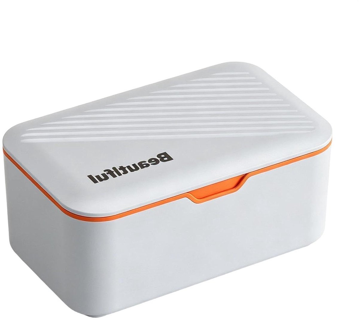 Doekjesdispenser Navulbaar - Doos met Deksel - Vocht Behoud - Strakke Afdichting - 20x12.5x9cm - Oranje