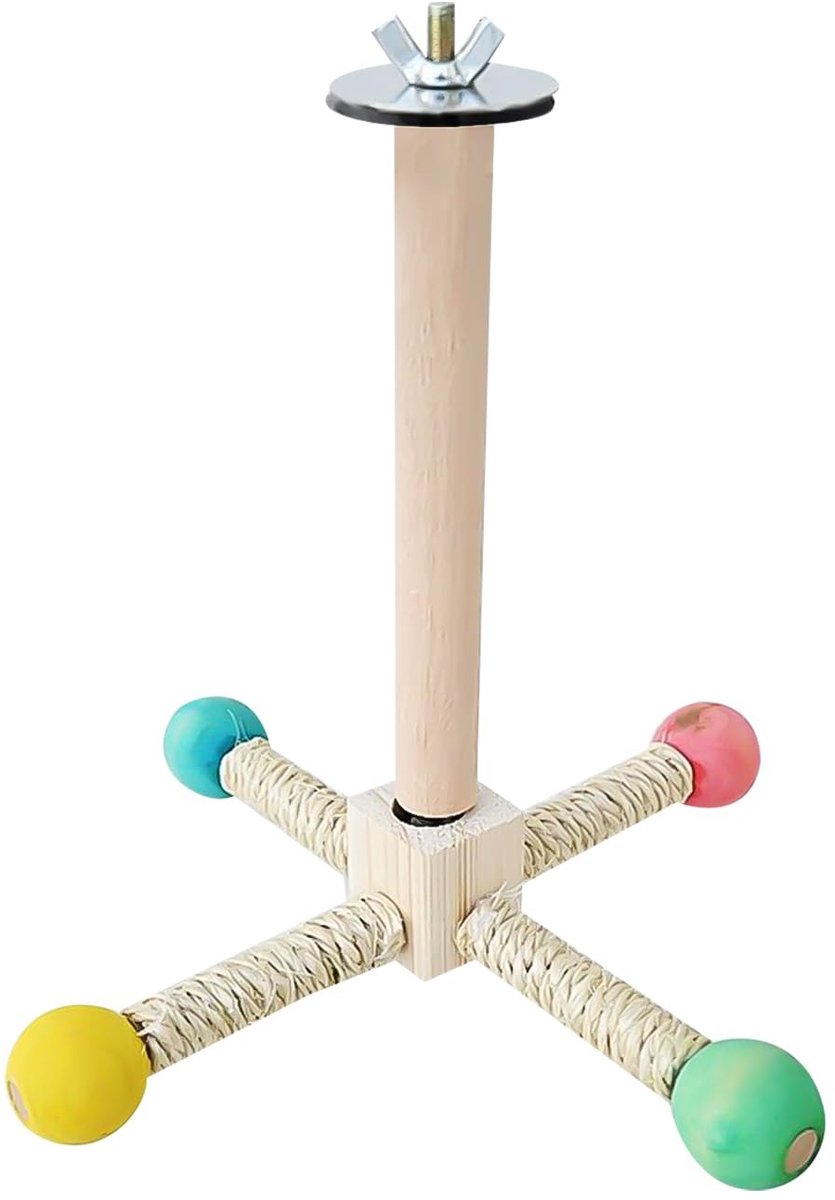 Dailygoods- Vogelstandaard Natuurlijk Hout - Vogel Speelgoed - Vogel Speelgoed Parkiet - Vogel Speelgoed Papegaai - Zitstok - Geschikt voor Valkparkiet/Dwergpapegaai - Vogelspeelgoed