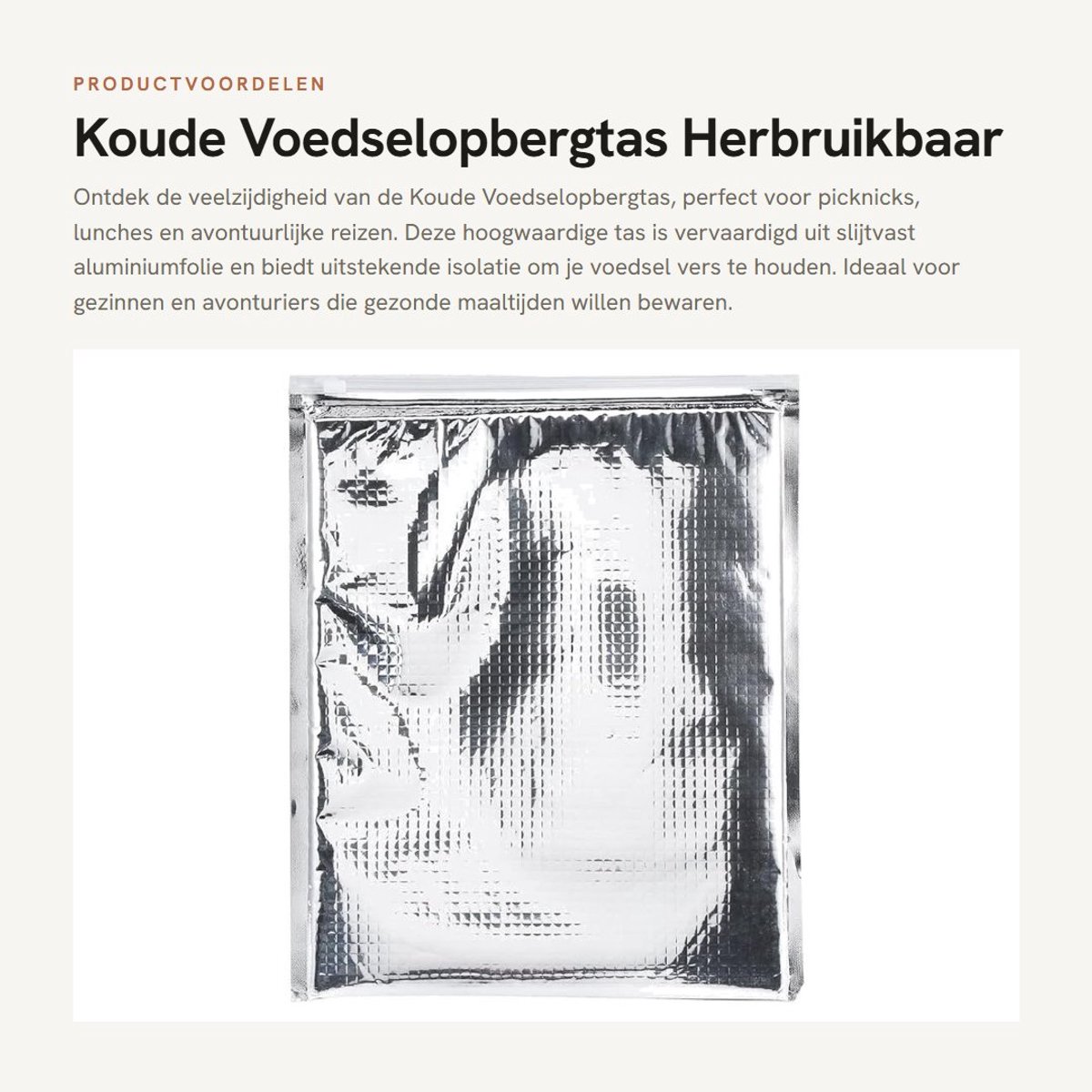 Dailygoods- Voedselopbergtas Koud Geïsoleerd - 5 Stuks/set - Multifunctioneel - Veilig en Slijtvast - Ritsontwerp - Geschikt voor Picknicks - Koeltas