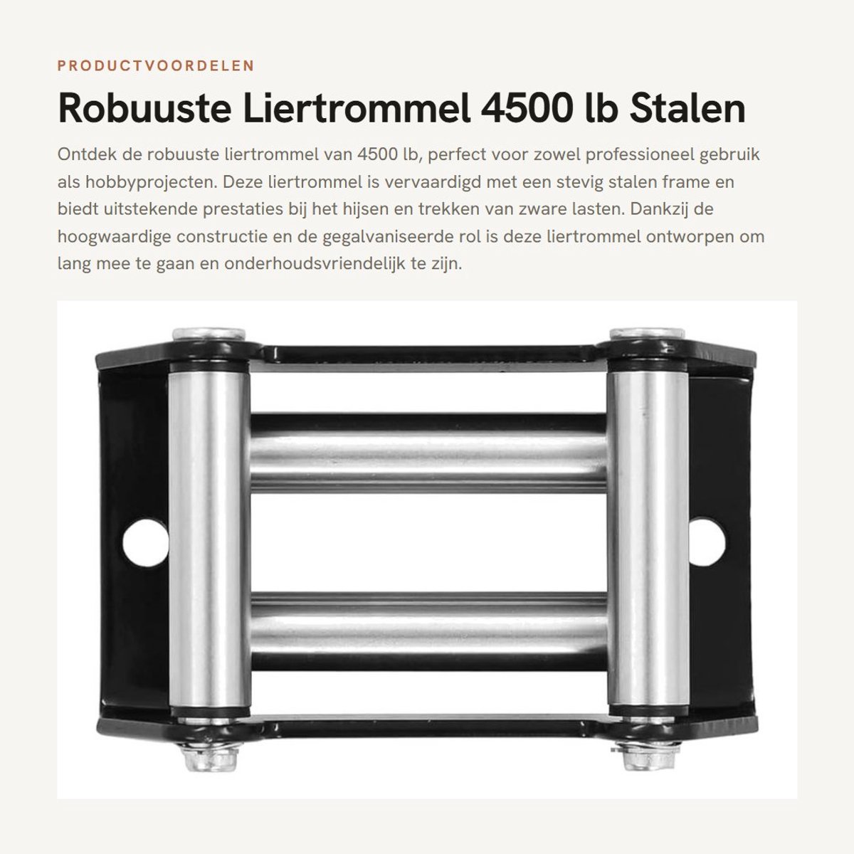 Dailygoods- Liertrommel 4500 lb - Stalen frame - Weersbestendig - Duurzaam - Vermindert wrijving - Verbetert lier efficiëntie - Kabelgeleider