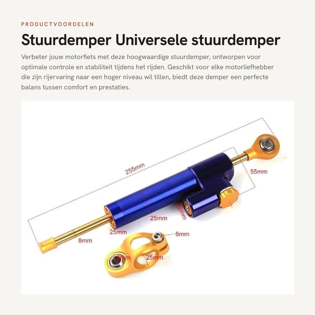 Dailygoods- Stuurdemper Universeel - Aluminiumlegering - Antiroest - Slijtvast - Inclusief Beugel - 100% Gloednieuw - Motorstabilisator