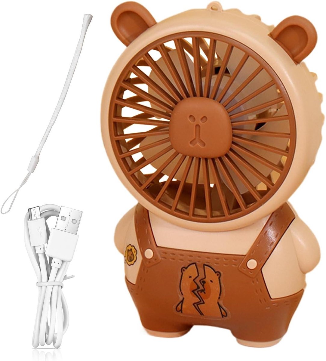 Persoonlijke Handwaaier - Elektrische Ventilator - Koelte Onderweg - Geluidsarme Werking - Compact Formaat - Bruin