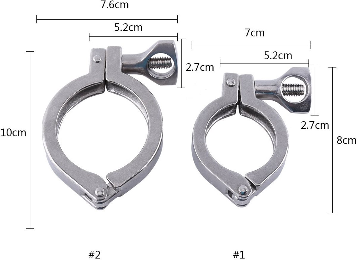 Dailygoods- Tri Clamp RVS 304 - Heavy Duty Klem - Vleugelmoer - Buisverbinding - Corrosiebestendig - Lichtgewicht Installatie