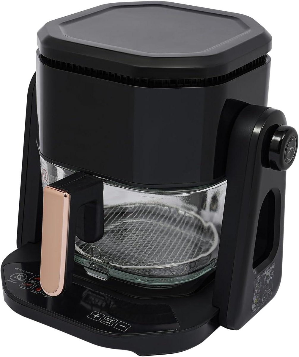 Heteluchtfriteuse - Luchtfriteuse - Gezond Koken - Glazen Reservoir - 45 liter - Zwart