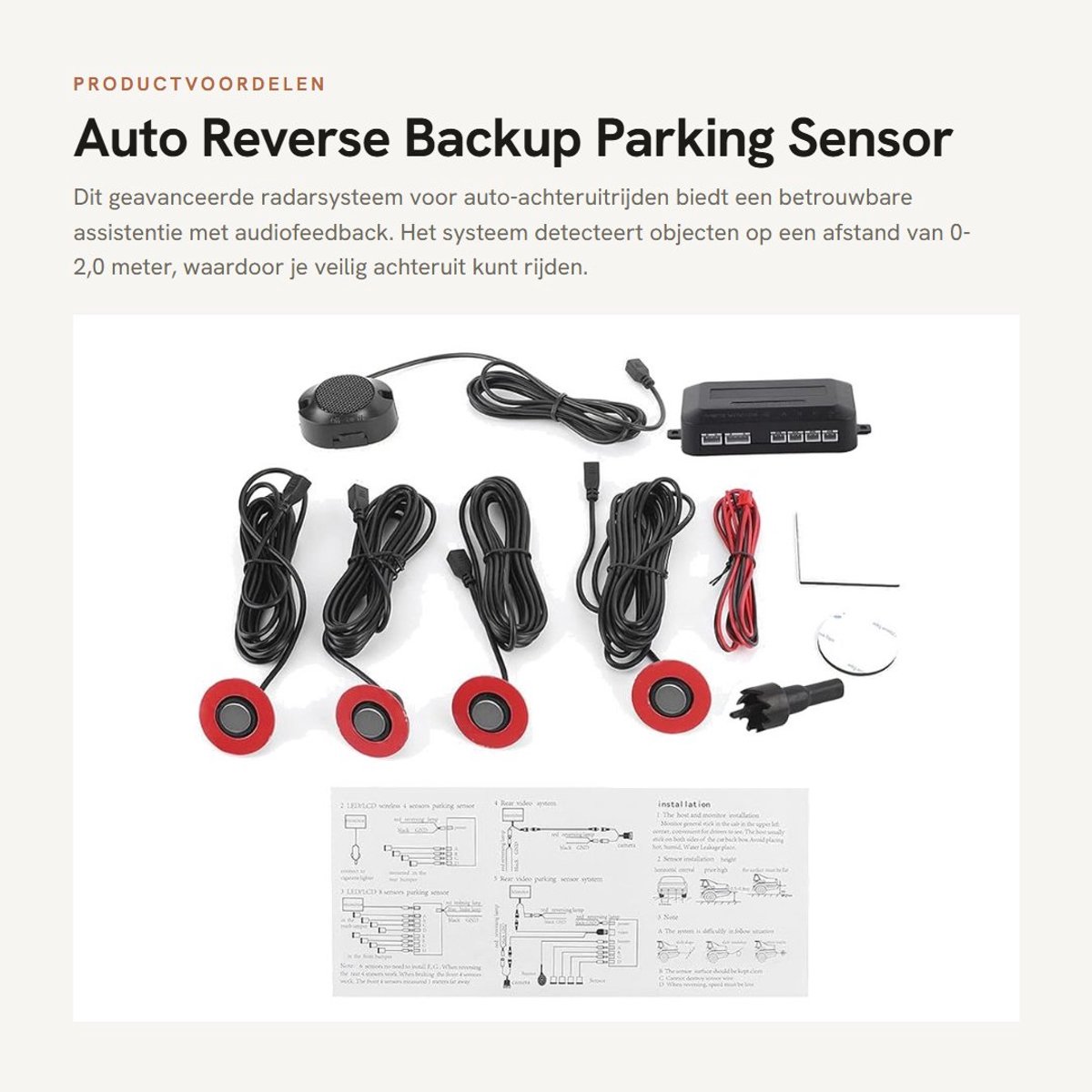 Dailygoods- Parkeersensor Geavanceerde Chipset - Draadloze Parkeersensoren - Achteruitrijradar - Ultrasone Frequentie 40 kHz - 80 dB Geluid - Verbeterde Veiligheid - Achteruitrijsensor