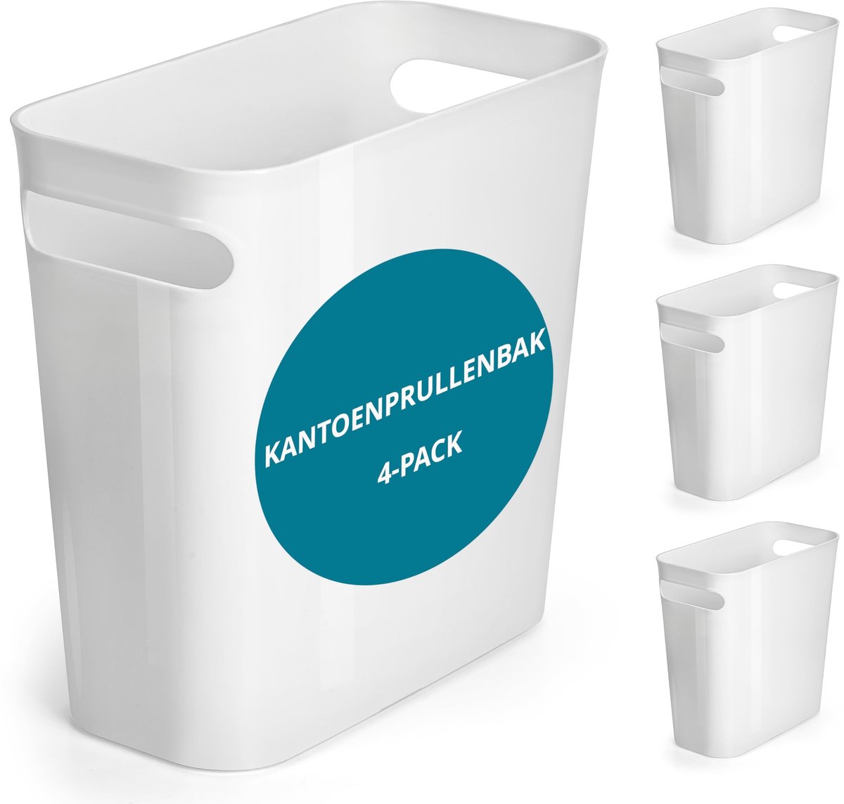 Dailygoods- Prullenbak 6 Liter - Set van 4 - Duurzaam Plastic - Afvalbak voor Slaapkamer/Bureau - Compact Ontwerp - Handvatten voor Gemak