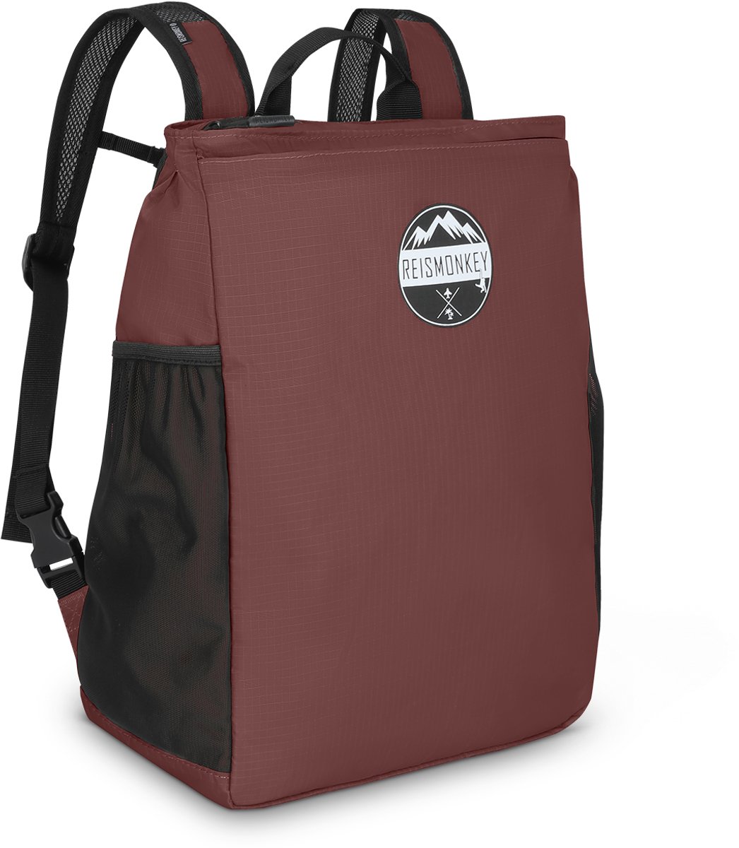 Opvouwbare Rugzak 20L - Lichtgewicht Reis- & Wandelrugzak - 2-in-1 Rugtas & Schoudertas - Bordeaux Rood - Reismonkey