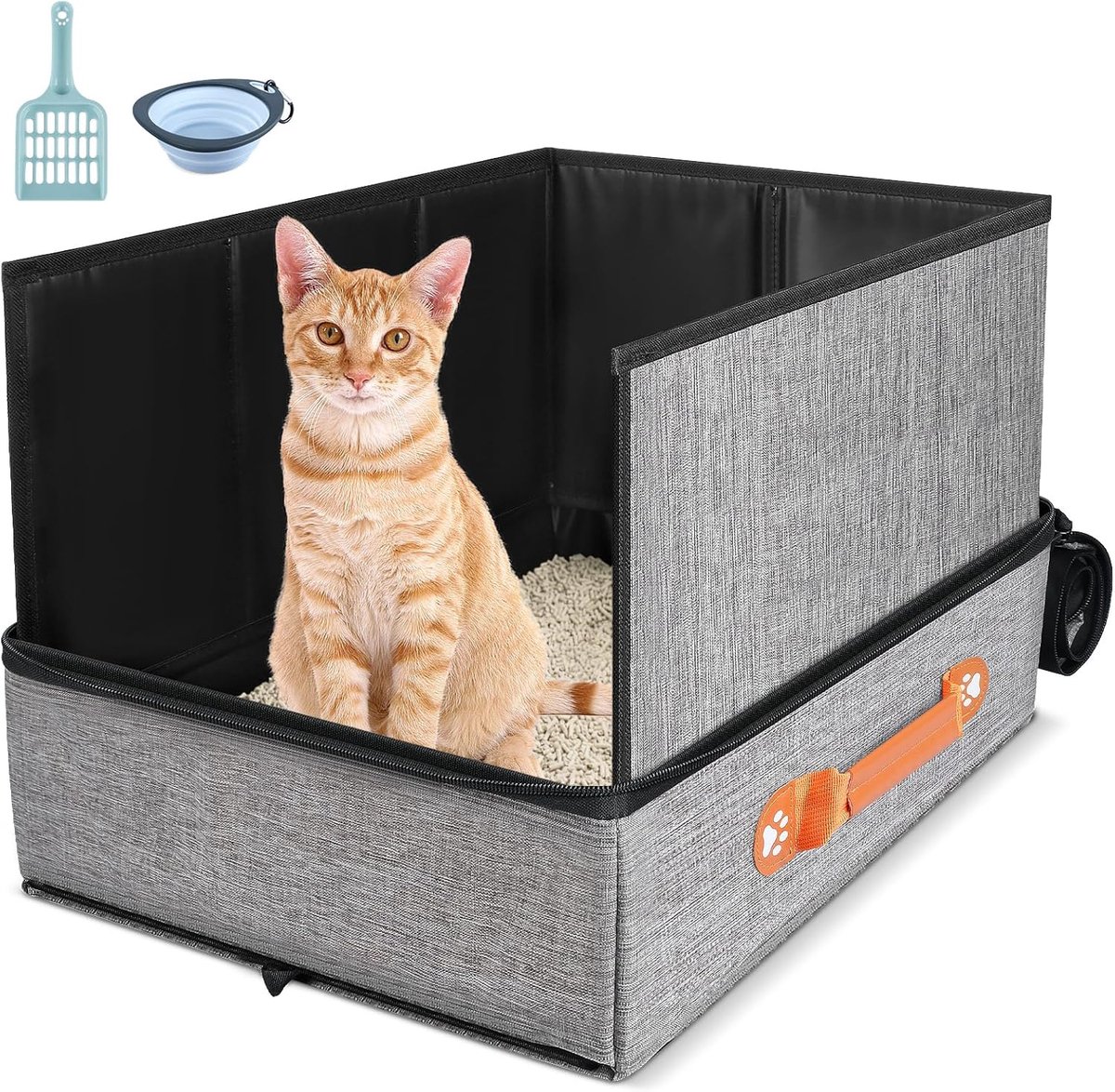 Reiskattenbak – Opvouwbaar en draagbaar – Met verwijderbare tussenschot en lekvrije harde bodem – Inclusief reisaccessoires – Ideaal voor auto, hotel en vliegtuig – 45 cm x 34 cm x 35 cm – Grijs Reiskattenbak – Opvouwbaar en draagbaar – Met verwijderbare tussenschot en lekvrije harde bodem – Inclusief reisaccessoires – Ideaal voor auto, hotel en vliegtuig – 45 cm x 34 cm x 35 cm – Grijs