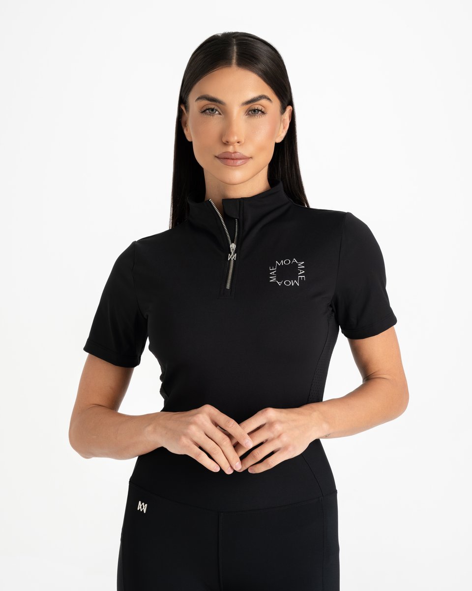 Moá Mae Dames Baselayer Korte Mouw-Zwart-M