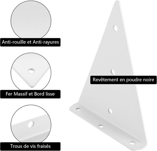 4 Stuks Zwevende Planksteunen, 17 cm, Onzichtbare Driehoekige Wandmontage, Wit, Ideaal voor Open Planken en DIY Kamers — afbeelding 2