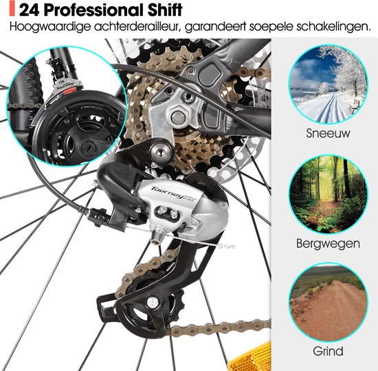 Hiland Bedrock Mountainbike - 27.5 Inch - 24 Versnellingen - Shimano - Hydraulische Schijfremmen - Aluminium Frame - Zwart/Neongeel van Hiland — afbeelding 4
