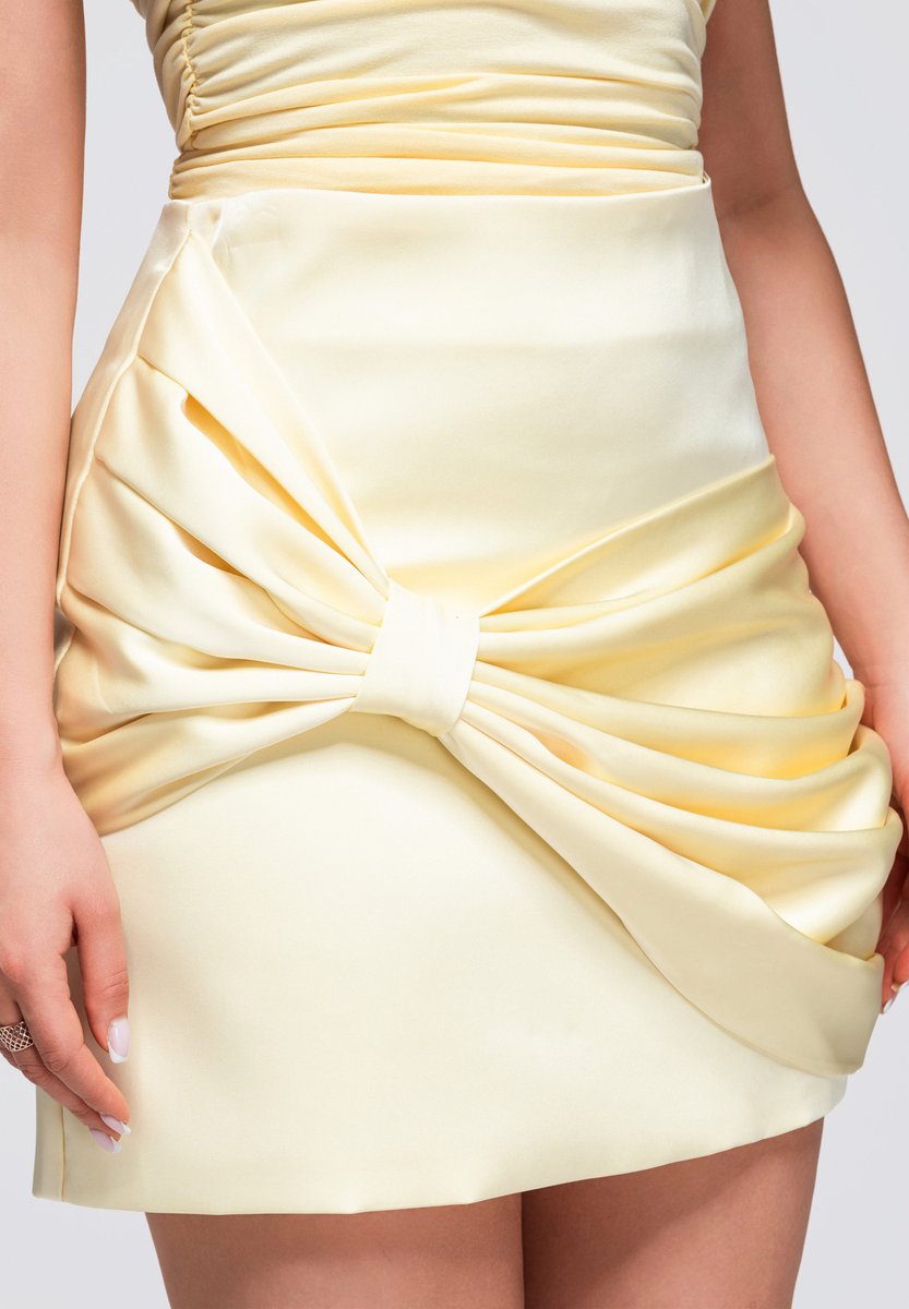 OMBRE Rok - polyester - rits - effen Geel M