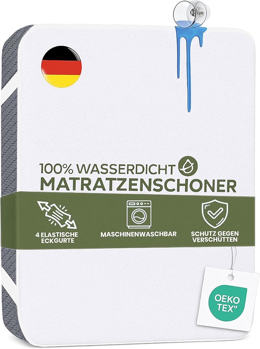 Matrasbeschermer - Waterdicht - Ademend Katoen - Vlekbestendig - Voor Matrassen 90 x 200 cm