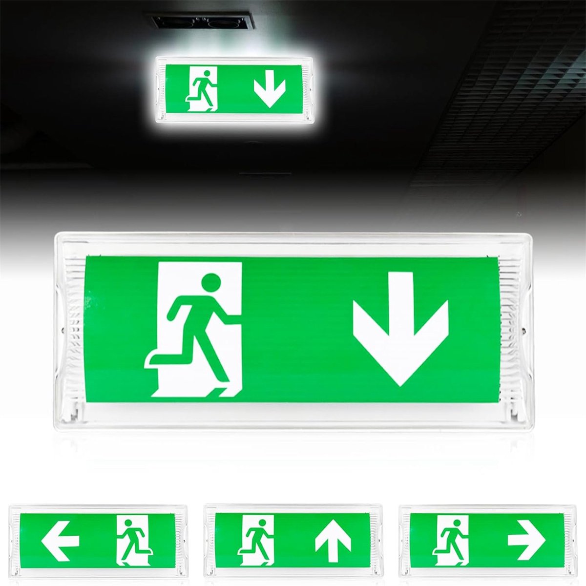 carmdering - Nooduitgangslamp - Noodverlichting - IP20 Waterdichte LED Noodlamp - Voor Gebouwen & Woningen - Met Richtingaanduidingen