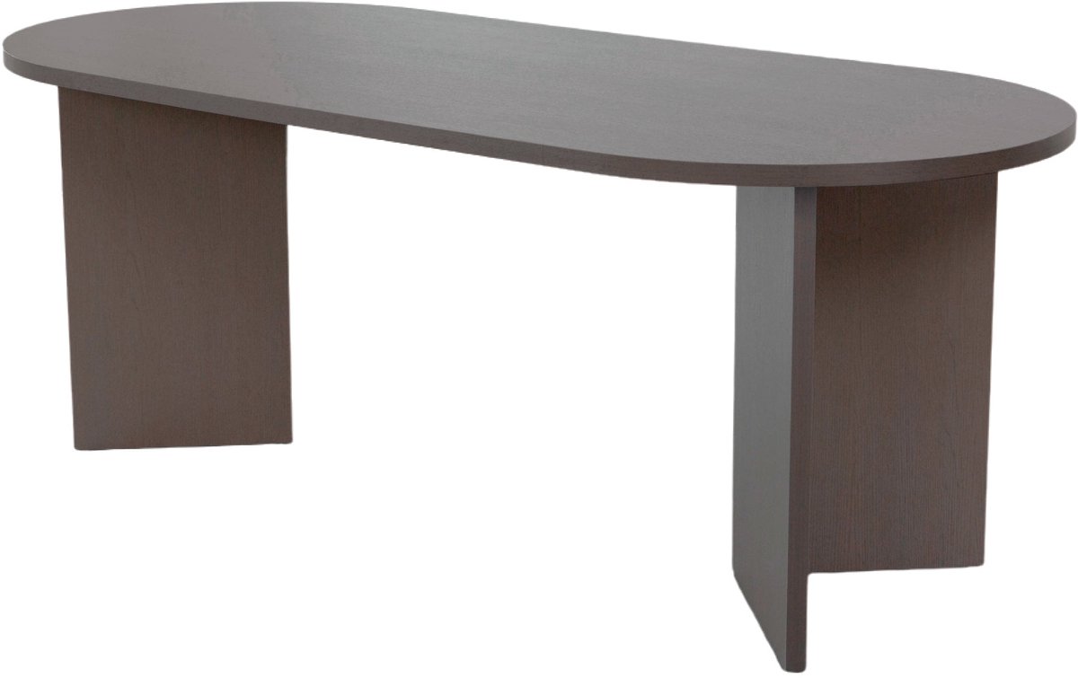 Eettafel Japandi ovaal 220cm walnoot melamine Nancy Japanse eetkamertafel