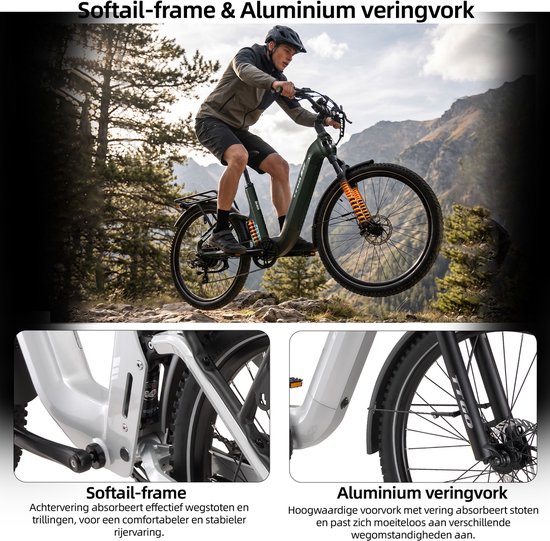 TTGO E-SUVO E-bike - 25 km/u - 27.5inch - 100km actieradius - 250W motor - 48V15Ah accu - 70NM - groen van TTGO — afbeelding 5