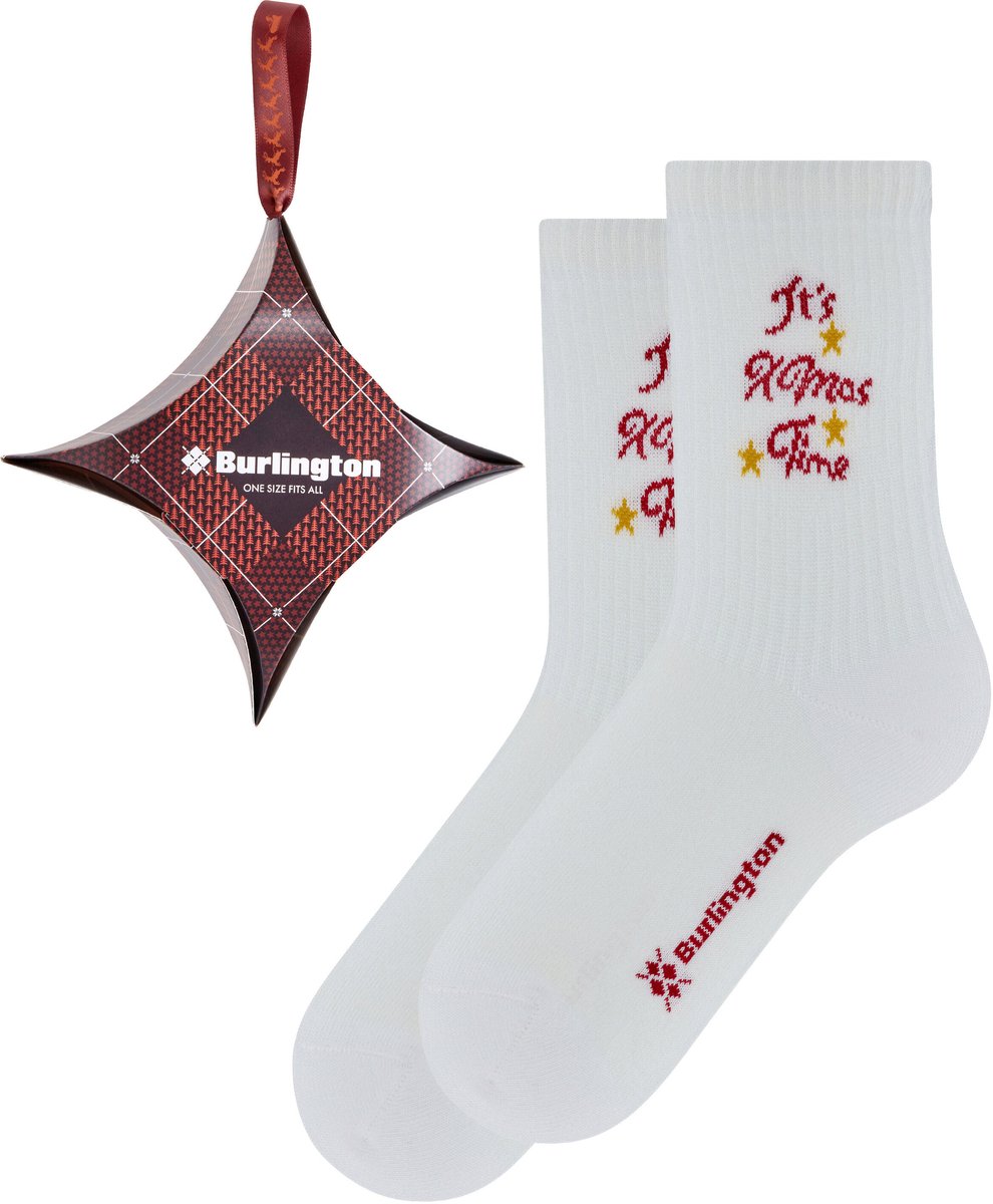 Burlington X-Mas Giftset gedessineerd katoen sokken dames wit - maat 36-41