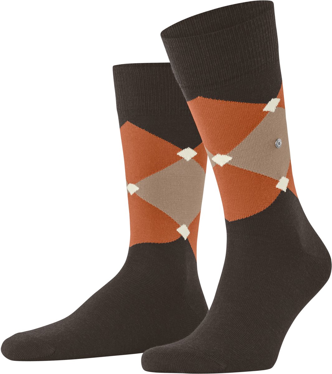 Burlington Warm Clyde gedessineerd wol sokken heren bruin - maat 40-46