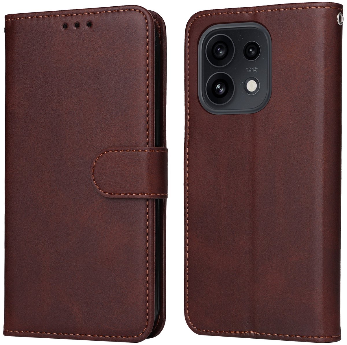 Coverup Hoesje - Geschikt voor OPPO Reno16 / Reno16 Pro Hoesje - Coverup Book Case - Bruin