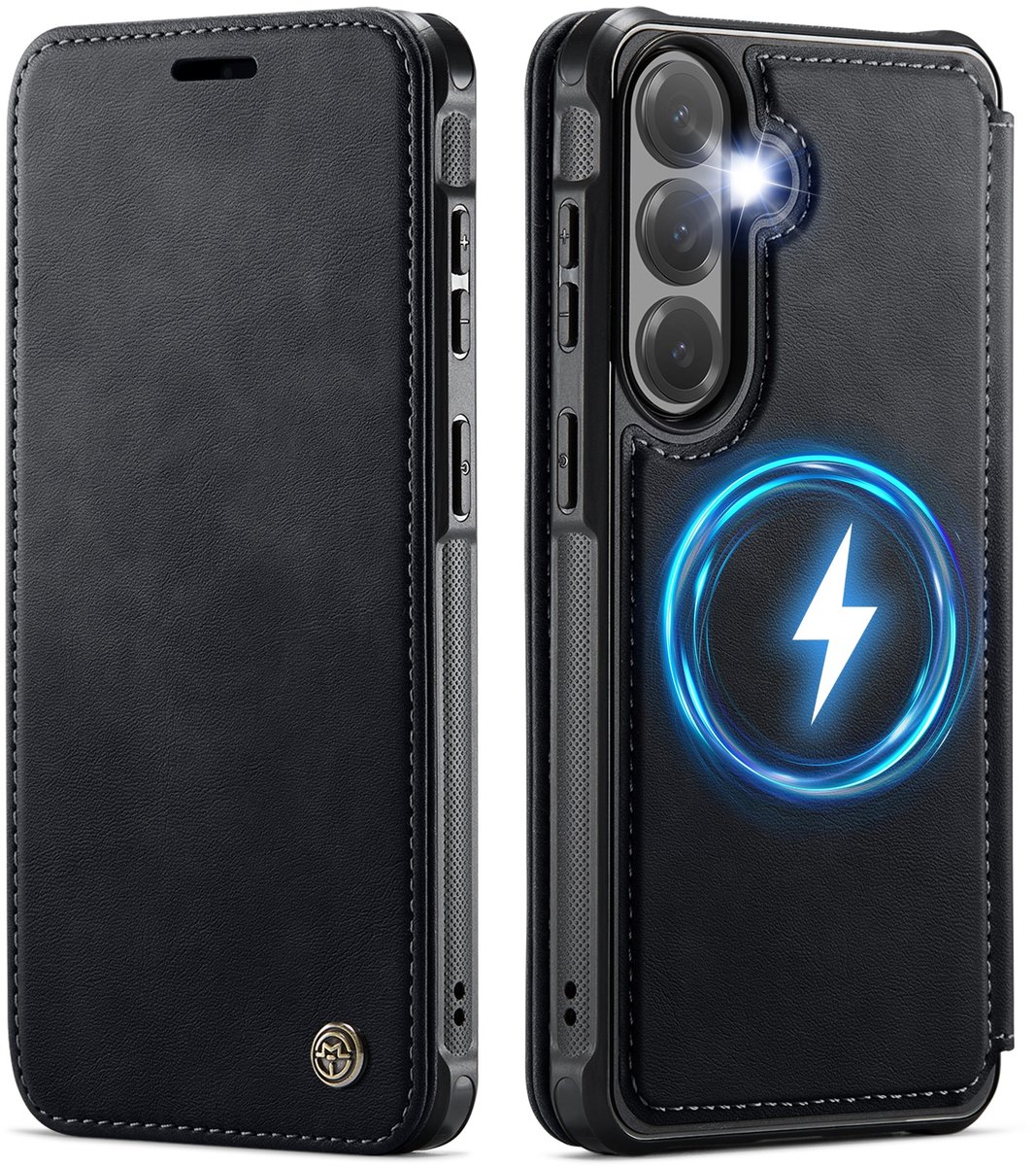 CaseMe Hoesje - Geschikt voor Samsung Galaxy S24 FE Hoesje - CaseMe 053 Slim Book Case - MagSafe Compatible - Zwart