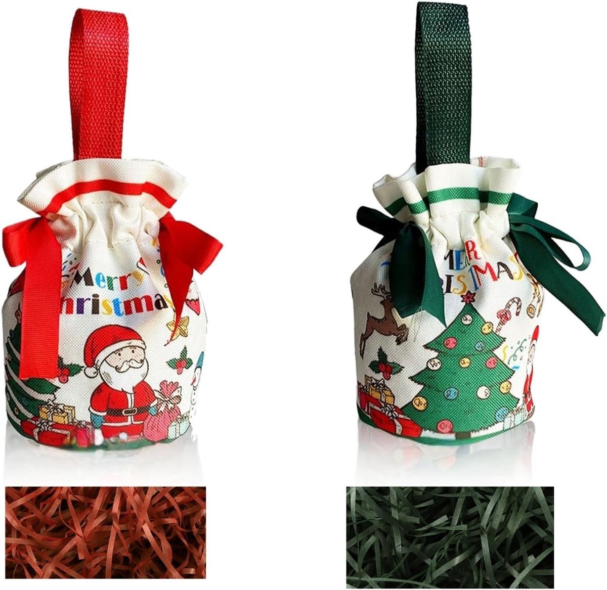Herbruikbare kerstcadeauzakjes in appelvorm van pluche | Milieuvriendelijke snoepzakken voor feestjes en versieringen | Rood en groen design