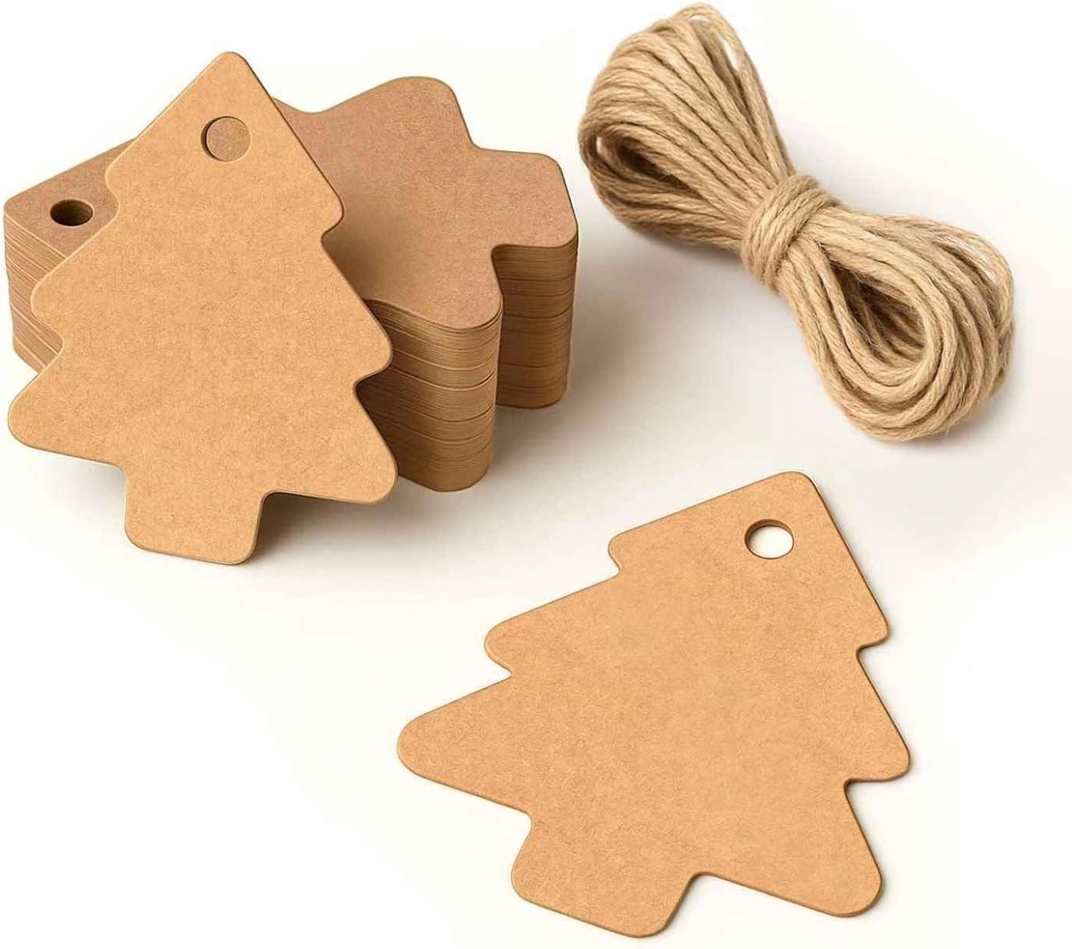 Set van 50 Lege Bruine Cadeaulabels met Touw, 6 x 5 cm voor Bruiloften, Verjaardagen en Kerstmis
