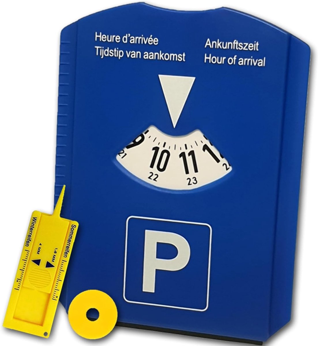 Parkeerschijf - Kunststof Blauw - Inclusief IJskrabber - Met Profieldieptemeter - Voor Auto's en Motorfietsen