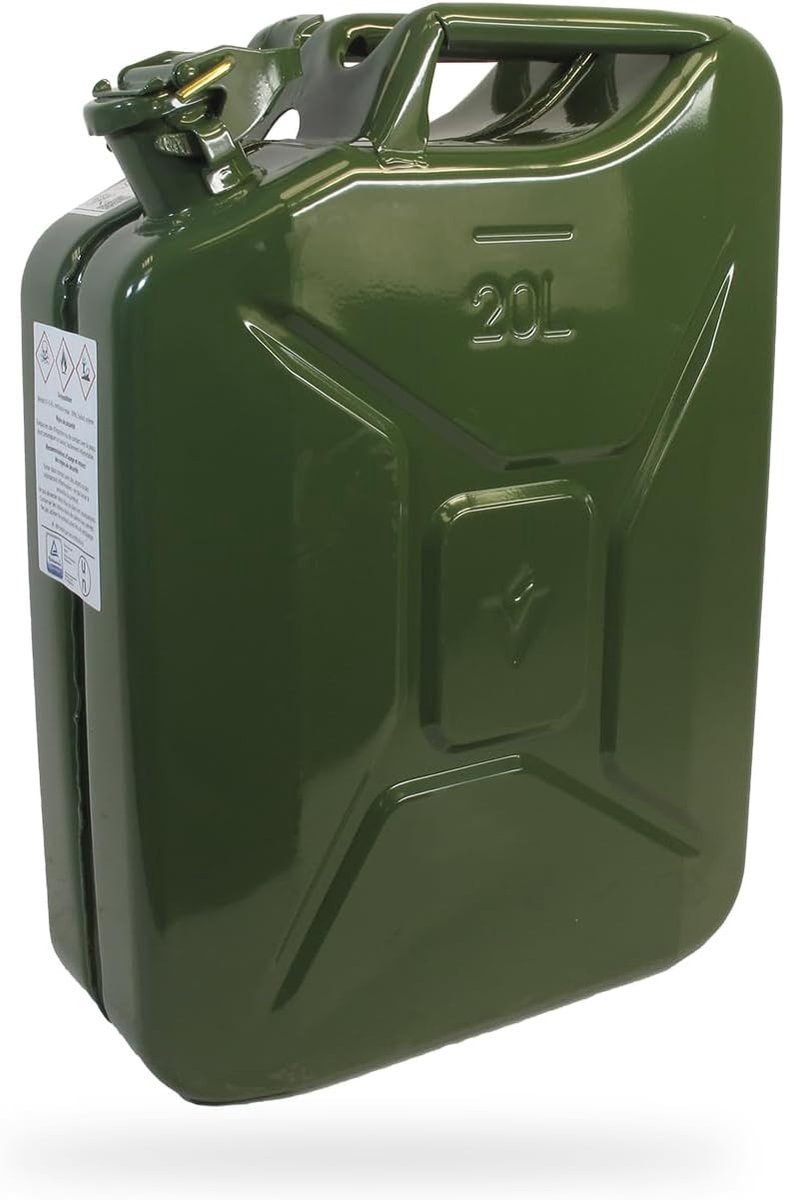 Jerrycan 20 l - Metalen jerrycan - Penvergrendeling - Roestvrij binnenbehandeling - Voor brandstof en vloeistoffen