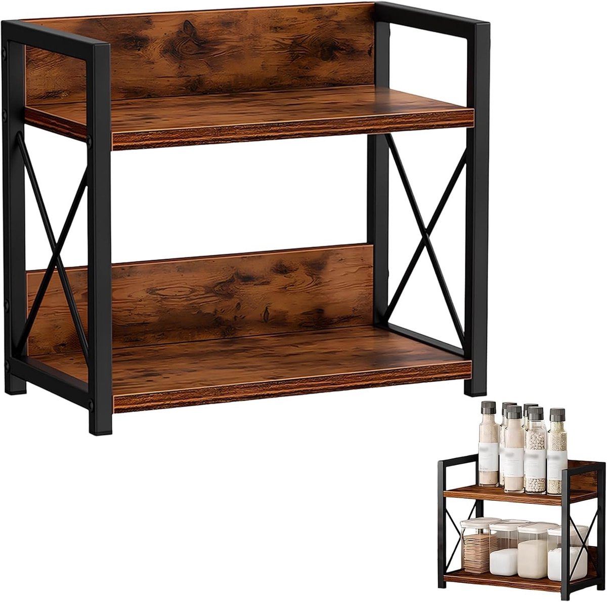 Keukenplank - Hout - 2 Lagen - Kruidenorganizer - Voor Keuken en Kantoor