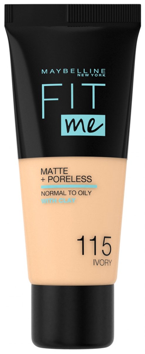 Bol.com Maybelline New York - Fit Me Matte + Poreless Foundation - 115 Ivory - Medium Dekkende Foundation met Matte Finish voor ... aanbieding
