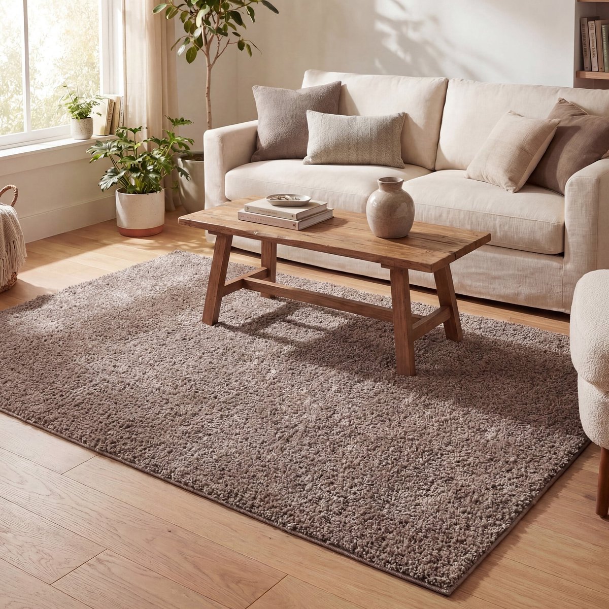 NATURL. Hoogpolig vloerkleed - Lofty Taupe - 140x200cm