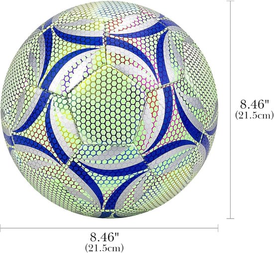 Gloeiend in het donker voetbalbal - duurzame veganistische lederen gloeiende ballen - officiële wedstrijdgrootte - goed zicht - nachtspel - training - uniek cadeau voor buiten — afbeelding 2