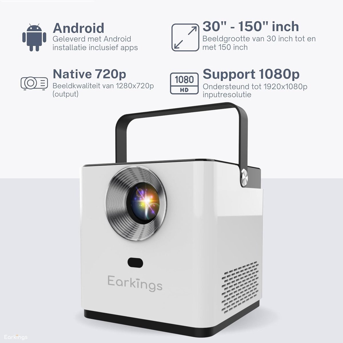 Mini Beamer - Wit - Inclusief Afstandsbediening - Draadloos Streamen - Voor Films en Gaming