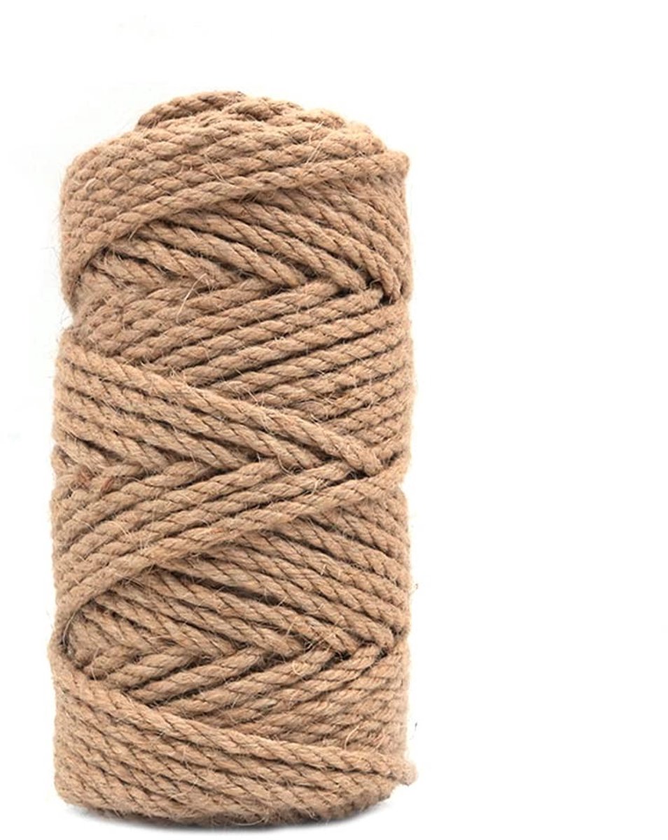 Dailygoods- Jute Touw 5mm Dikte - 50 Meter Lange Rol - Sterk Natuurlijk Touw - Biologisch Afbreekbaar - Voor Tuin/Decoratie/Knutselen