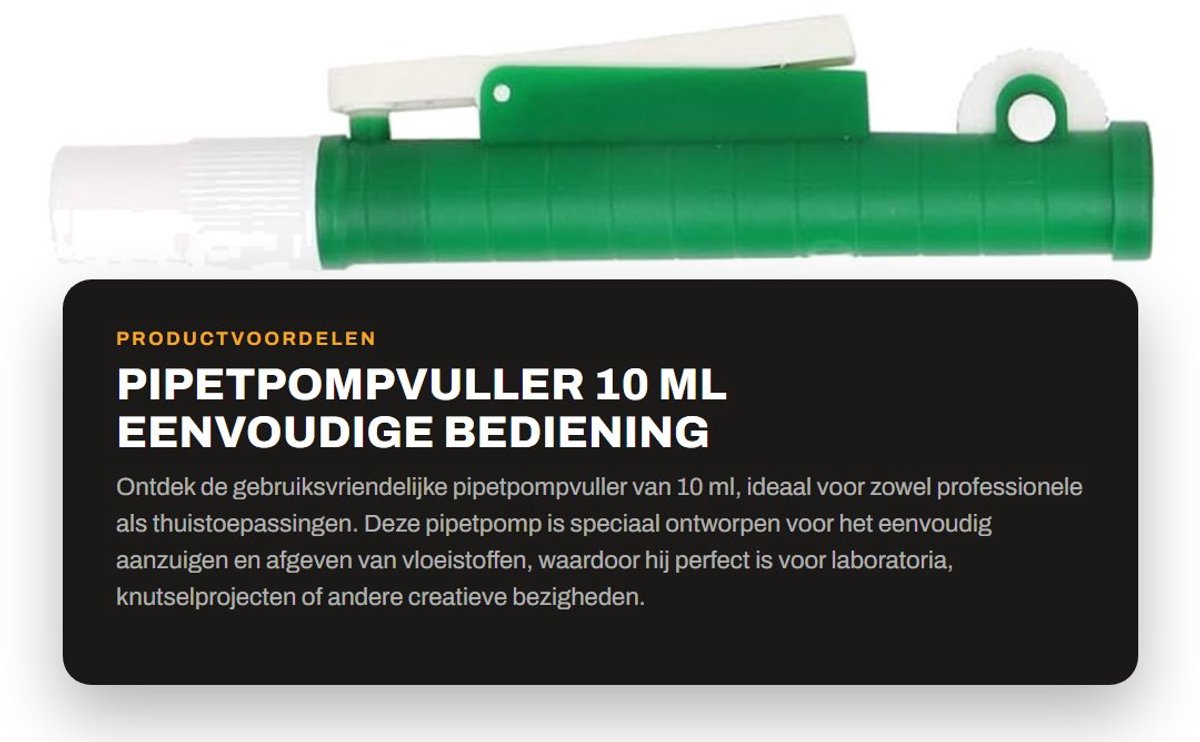 Dailygoods- Pipetpompvuller 10 ml - Groene Pipetpomp - Eenvoudige Bediening - Wegwerp Kunststof/Glazen Pipetten - Nauwkeurige Vloeistofafgifte - Inclusief Handleiding - Pipet