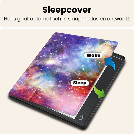 Hoesje Geschikt voor Kobo Elipsa 2E Hoes Book Case - Hoes Geschikt voor Kobo Elipsa 2E Hoesje Book Cover Met Screenprotector - Galaxy van Hoesje  — afbeelding 3