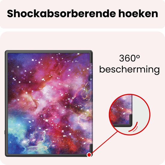 Hoes Geschikt voor Kobo Elipsa 2E Hoesje Bookcase Cover Book Case Hoes Sleepcover - Galaxy — afbeelding 4