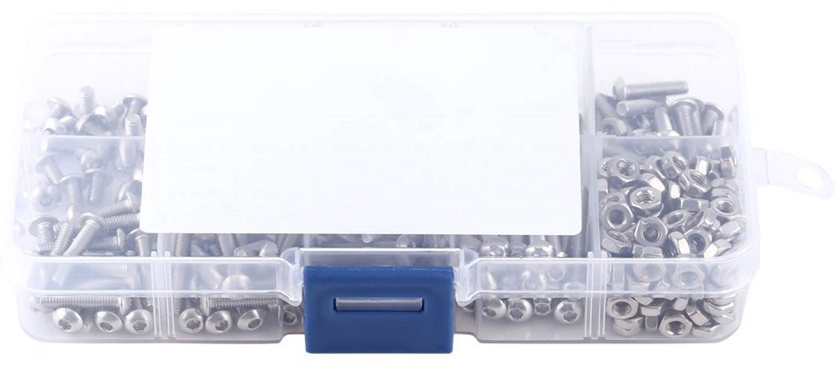 Dailygoods- Zeskantmoer Roestvrij Staal 304 - Bevestigingsmateriaal - Boutset 340 Stuks - M3 x 5/6/8/10/12/14/16/18/20 mm - Corrosiebestendig - Gebogen Kop