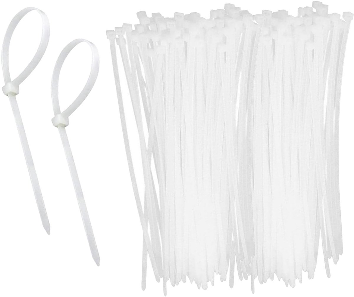 Dailygoods - 200 Stuks Kleine Witte Kabelbinders voor Organisatie en Netheid